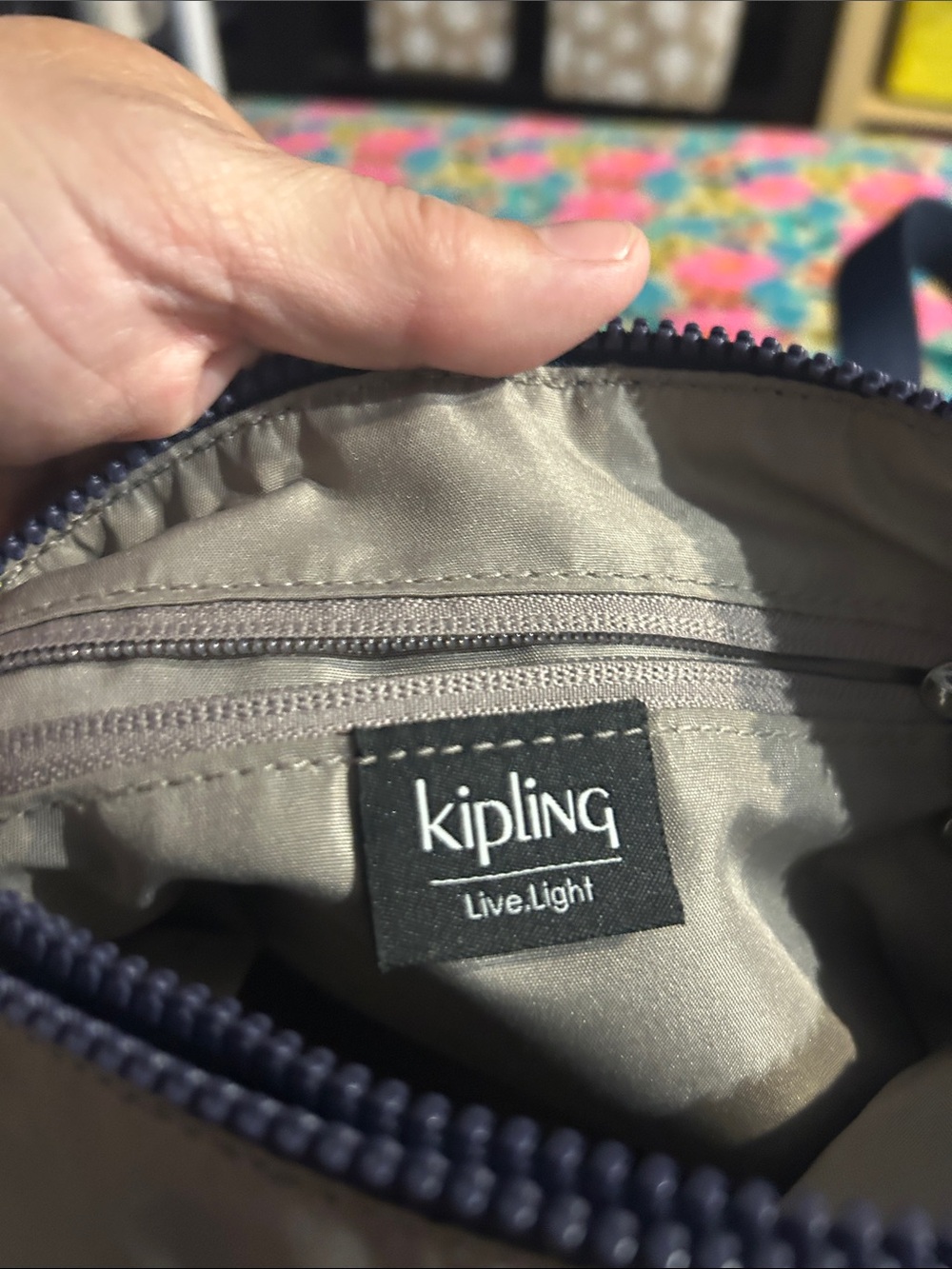 Kipling Navy Crossbody with Multicolor Starburst Print - Picture 6 of 8